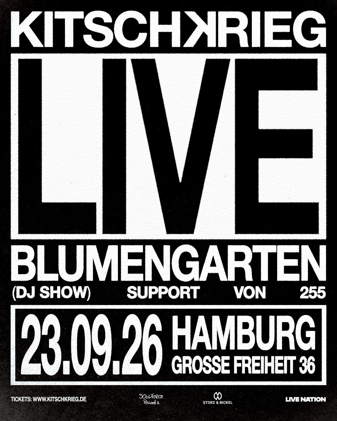 "KITSCHKRIEG LIVE" Tour Ticket // 23.9.2026 @ Große Freiheit 36, Hamburg